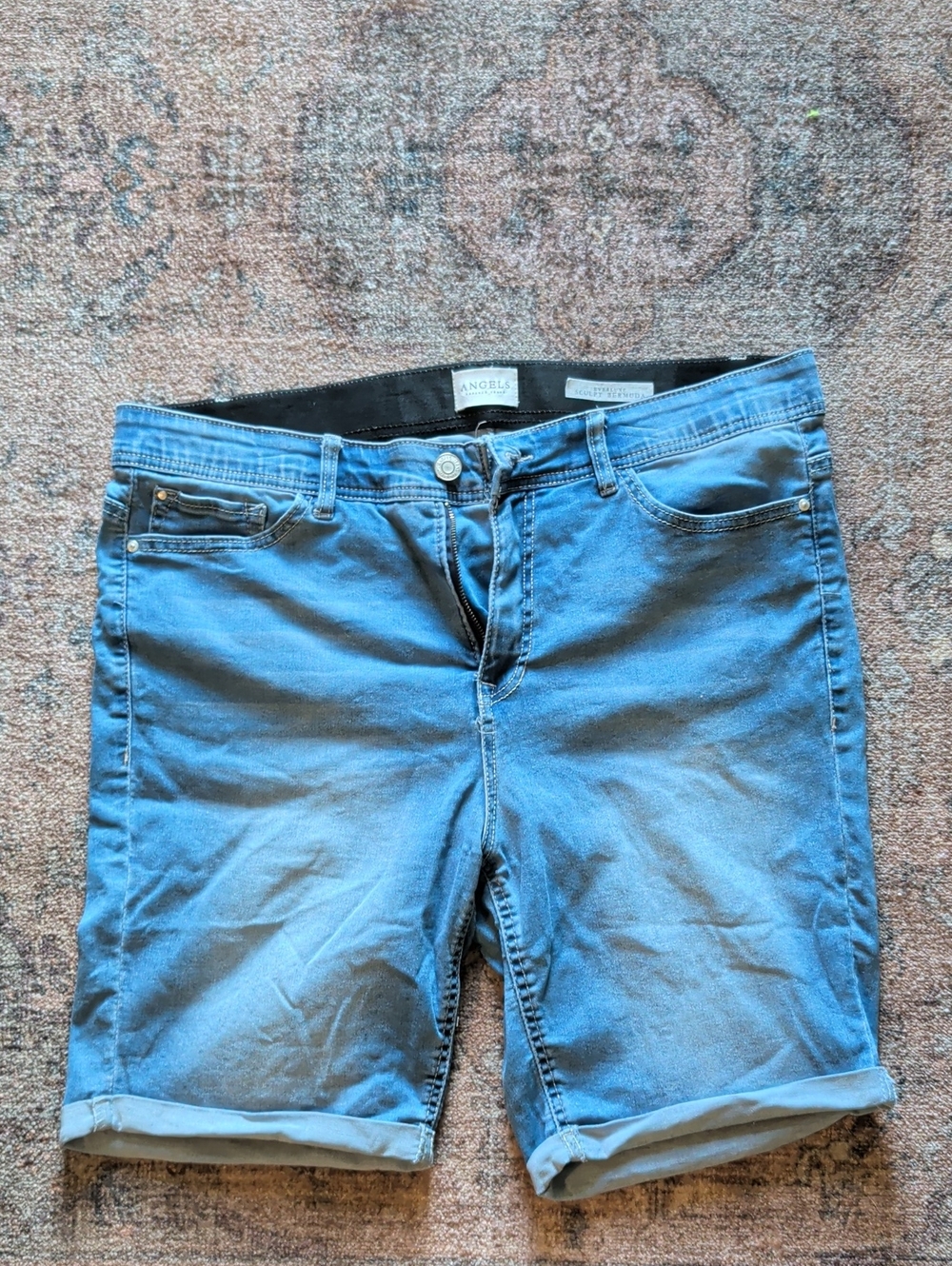 Angels Medium Blue Denim Women's Bermuda Jean Shorts